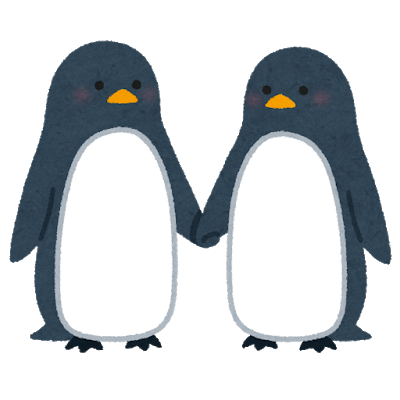 ペンギンのカップルの画像